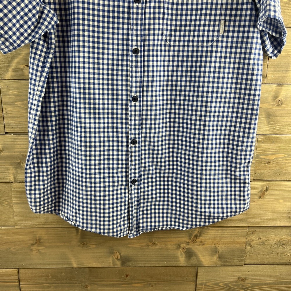 Columbia Mens Shirt Short Sleeve‎ Button Up Regular Fit Gingham Plaid Blue Large - Picture 6 of 8